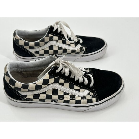 VANS off the Wall Checkerboard Lace Up Sneakers Black Suede Canvas M6.5 W8.0 - Picture 9 of 12